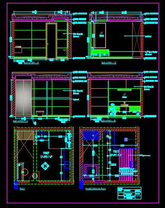 Modern Toilet with Dressing Area 12'x11' - AutoCAD DWG Design